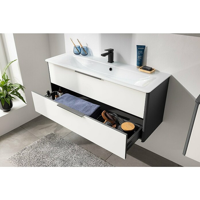 Camargue Marea Waschtischunterschrank (117 x 38,5 x 48 cm, Anthrazit/Weiß) | BAUHAUS