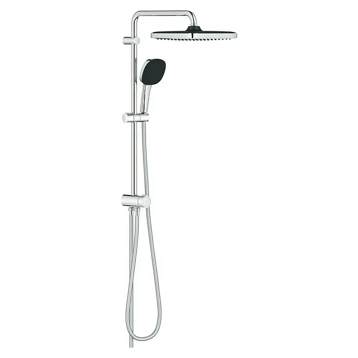 Grohe Vitalio Comfort Duschsystem 250 - Lochabstand: 62 cm, Anzahl Strahlarten: 2 Stk., Chrom - Das Duschsystem mit Kopfbrause und Handbrause ist modern gestaltet und bietet ein komfortables Duscherlebnis.