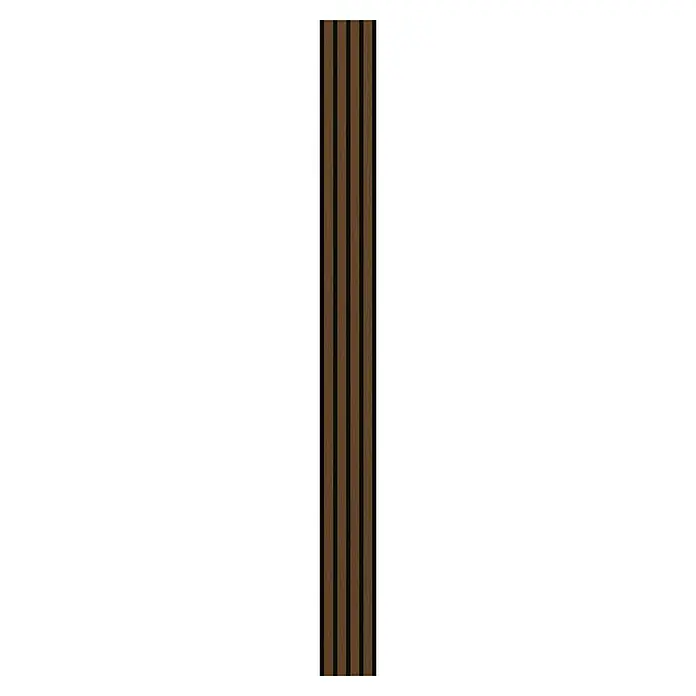 Wandpaneel Outdoor - Light Brown, WPC, 2.350 x 219 x 26 mm - Das Bild zeigt eine dekorative Wandpaneele mit braunen Holzlatten und schwarzen Zwischenräumen für eine moderne Raumgestaltung.