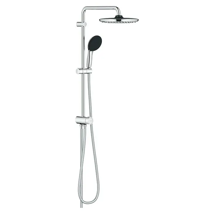 Grohe Conjunto de ducha - Distancia entre orificios: 62 cm, Tipos de chorro: Rain, SmartRain, Jet, Cromo - Columna de ducha con rociador de cabeza y de mano. La columna de ducha cromada destaca por su diseño moderno y la alta calidad.