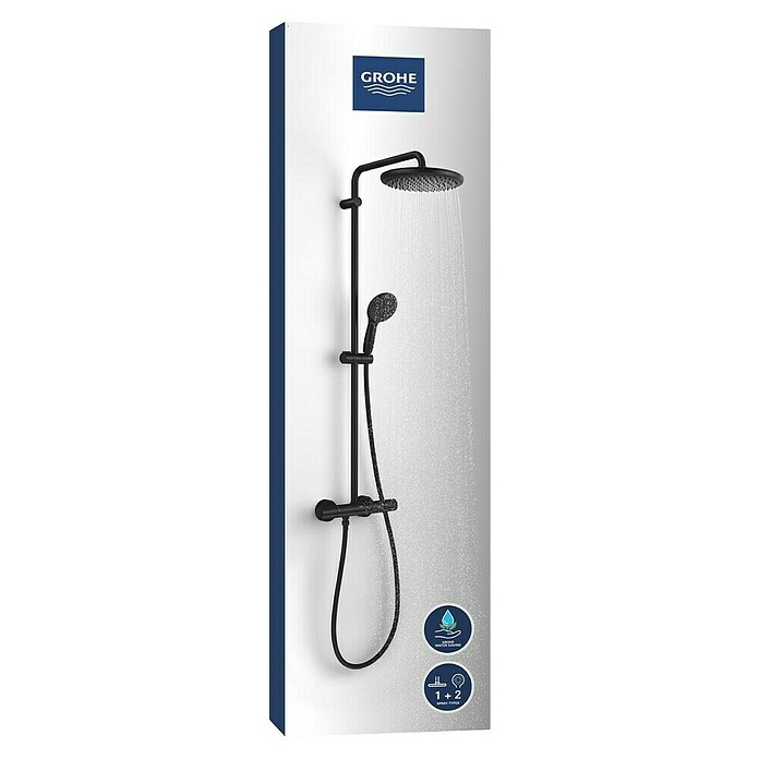 Grohe Vitalio Start Sistema de ducha (Altura: 101,6 cm, Con termóstato, Número de tipos de chorro: 2 ud., Negro) | BAUHAUS