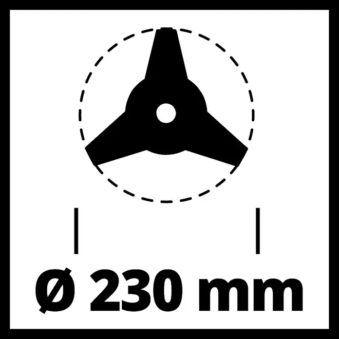 Einhell Classic Ersatzmesser 230 - Passend für: Alle Einhell Motor-Sensen - Symbol für einen Rasentrimmer-Kopf mit drei Klingen und einem Durchmesser von 230 mm für Rasenpflegearbeiten.