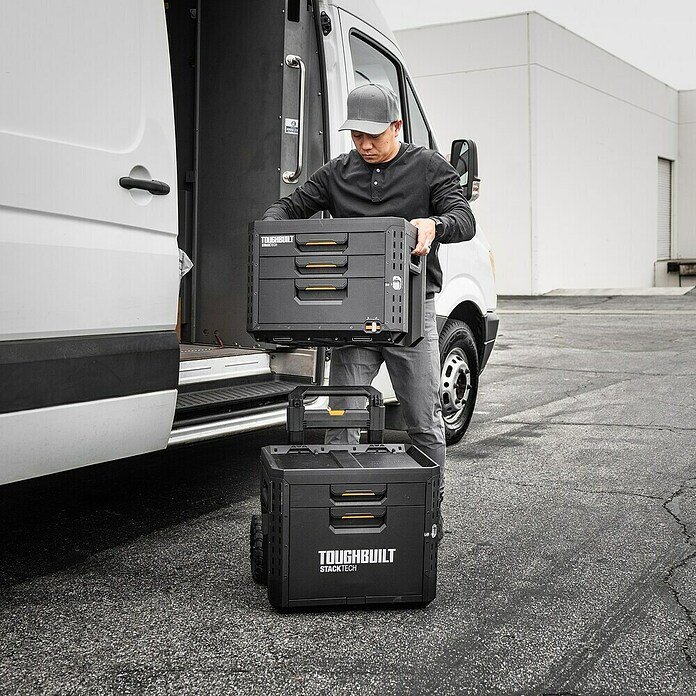ToughBuilt StackTech Profi-Box met wielen (b x d x h: 52 x 58,5 x 67 cm, Kunststof, Aantal schuifladen: 2 st.) | BAUHAUS