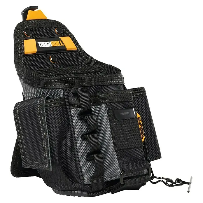 ToughBuilt ClipTech Bolsa para herramientas - L x An x Al: 133 x 190 x 295 mm, Específico para: Electricistas - Vista detallada de una bolsa de herramientas ToughBuilt, robusta y funcional para artesanos, perfecta para el uso diario en la obra.