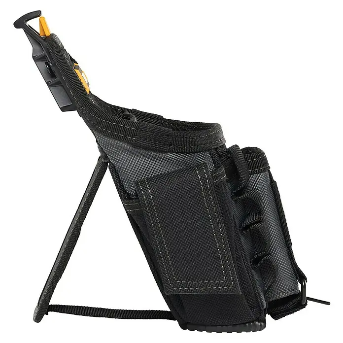 ToughBuilt ClipTech Bolsa para herramientas - L x An x Al: 133 x 190 x 295 mm, Específico para: Electricistas - Bolsa de herramientas de material textil negro con detalles amarillos para profesionales y aficionados al bricolaje para guardar herramientas.