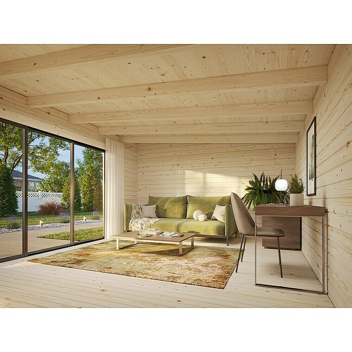 Palmako Caseta de jardín Lea Slide Plus (Medidas ext. (An x Pr): 578 x 451 cm, Madera sin tratar, Natural) | BAUHAUS