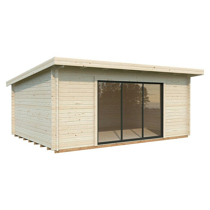 Palmako Caseta de jardín Lea Slide Plus (Medidas ext. (An x Pr): 578 x 451 cm, Madera sin tratar, Natural) | BAUHAUS