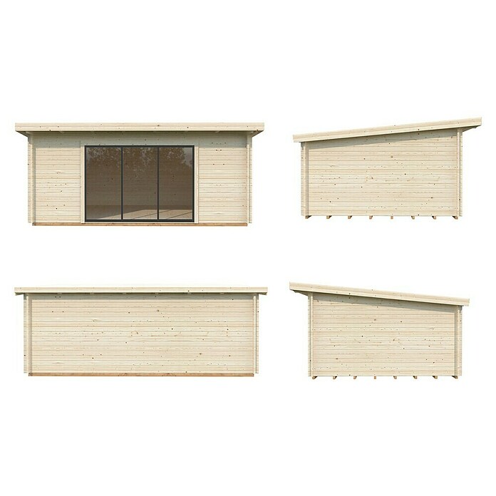 Palmako Caseta de jardín Lea Slide Plus (Medidas ext. (An x Pr): 578 x 451 cm, Madera sin tratar, Natural) | BAUHAUS