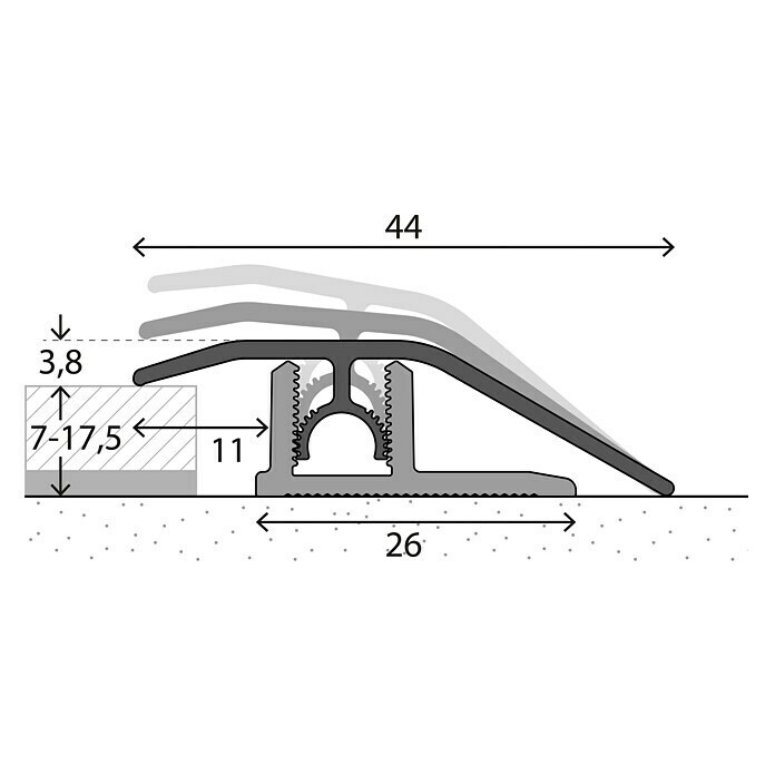 LOGOCLIC Anpassprofil 307 (Edelstahl matt, 2,7 m x 44 mm, Montageart: Stecken)