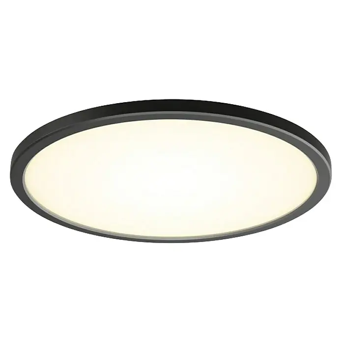 Philips Hue LED-Panel rund White Tento S - 16,6 W, Ø x H: 29,1 x 3,2 cm, Schwarz, Warmweiß - Runde Deckenleuchte mit schwarzem Rahmen und hellem, diffusem Licht. Elegantes Design für moderne Innenräume.