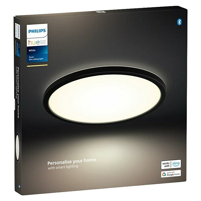 Philips Hue LED-Panel rund Tento (16,6 W, Ø x H: 29,1 x 3,2 cm, Schwarz, Warmweiß) | BAUHAUS