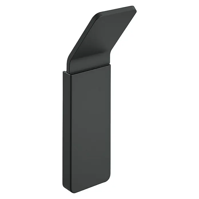 Cosmic Toallero de gancho Nea - 1 ud., Negro, Mate - Primer plano de un moderno toallero negro mate, destacando su diseño minimalista y líneas limpias para decoración de baño.