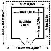 Grosfillex Gerätehaus Deco H7,5 (Außenmaß inkl. Dachüberstand (B x T): 370 x 298 cm, Kunststoff, Weiß/Grau-grün) | BAUHAUS