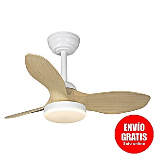 Cristal Record Ventilador de techo Stel mini S (Blanco/Biege, 80 cm, Blanco cálido)