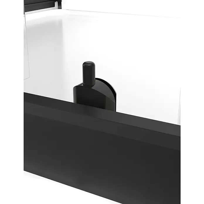 Aurlane Cabina de ducha completa Black Magic - 80 x 110 x 200 cm, Blanco/Negro - Primer plano de una cabina de ducha negra, destacando los herrajes y mostrando un diseño minimalista y moderno.