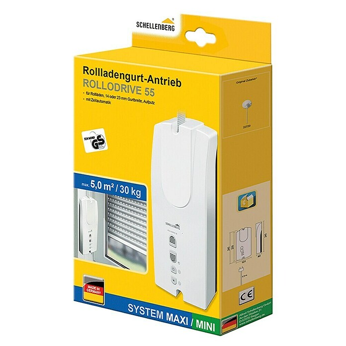 Schellenberg Rollladen-Gurtwickler Rollo Drive 55 (Aufputz, Gurtbreite: 14 - 23 mm, Lochabstand: 230 mm)