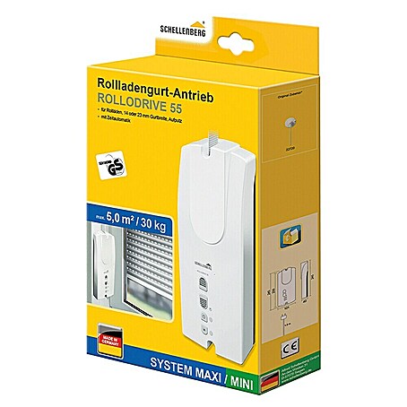 Schellenberg Rollladen-Gurtwickler Rollo Drive 55 (Aufputz, Gurtbreite: 14 mm - 23 mm, 230 mm)