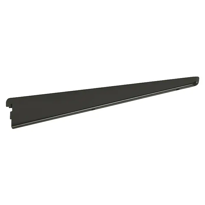 Elfa Regalträger - Länge: 37 cm, Graphit - Das Bild zeigt eine schwarze Konsolenhalterung mit einer stabilen Konstruktion für die Wandmontage. Ideal zur Regalbefestigung.