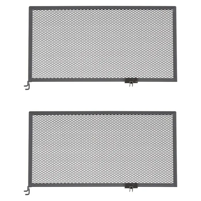 Elfa Décor+ by Elfa Regal trenner - L x B x H: 38 x 4 x 20 cm, Grau matt - Zwei graue, rechteckige Metallgitter mit einem kleinen Riegel in der Mitte, zur Verwendung als Anhängerrampe.