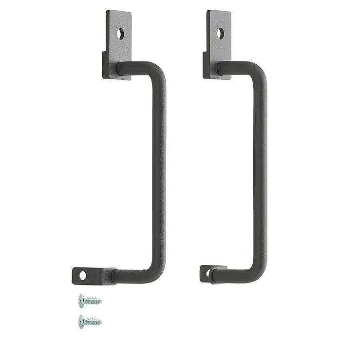 Elfa Garage+ by Elfa Griff für Unterschrank - L x B x H: 3,5 x 2,3 x 14,5 cm, Metall - Metallbügel mit Befestigungsplatten und Schrauben. Ideal zur sicheren Anbringung und als robuste Halterung für diverse Anwendungen.