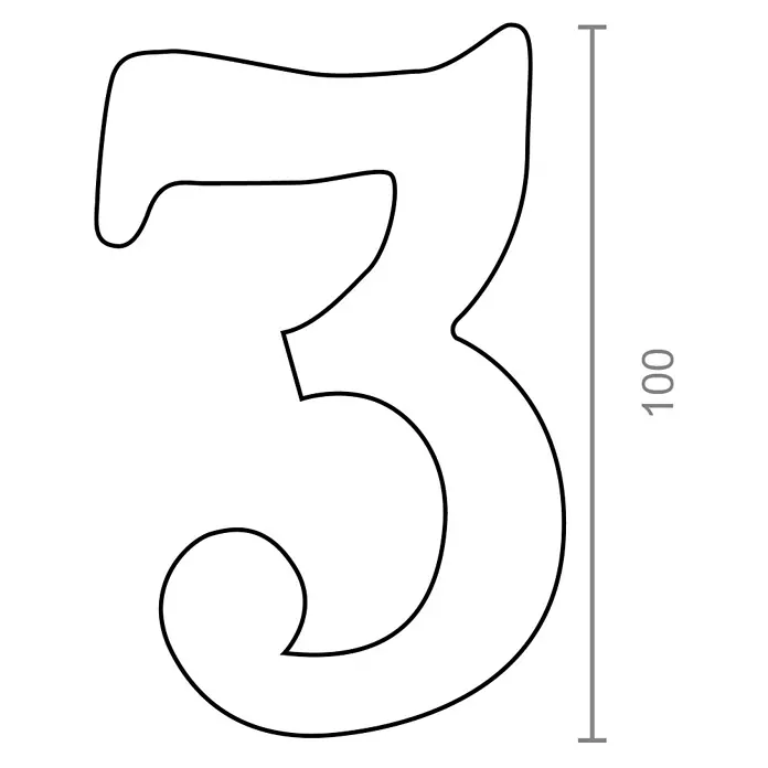 Micel Número 10 cm - 3, Negro - Imagen del número 3 con una indicación de altura de 100, ideal para proyectos artesanales o como elemento decorativo para diversas ocasiones.