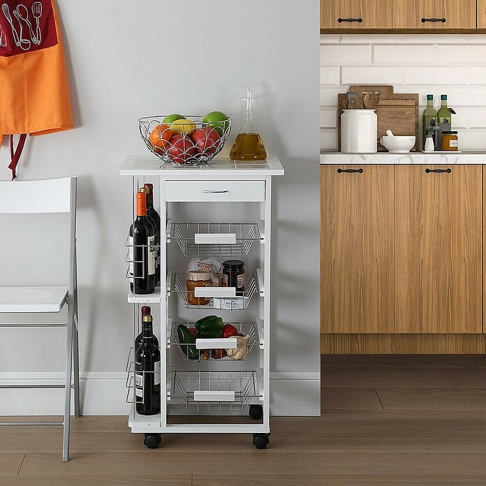Versa Carro de cocina (L x An x Al: 47 x 37 x 84 cm, Blanco) | BAUHAUS