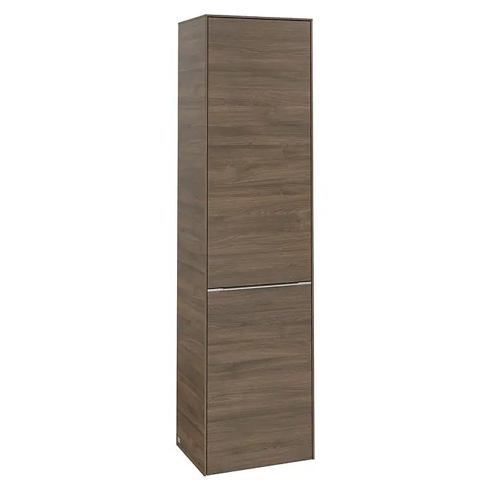 Villeroy & Boch Subway 3.0 Hochschrank - B x T x H: 40 x 36,2 x 171 cm, 1x Klappe mit Wäschekorb, 1x Tür, Arizona Oak, Farbe Griff: Aluminium glänzend, DIN Anschlag: Rechts - Hoher, schmaler Holzschrank mit zwei Fächern und einem Griff in der Mitte. Ideal für zusätzlichen Stauraum.