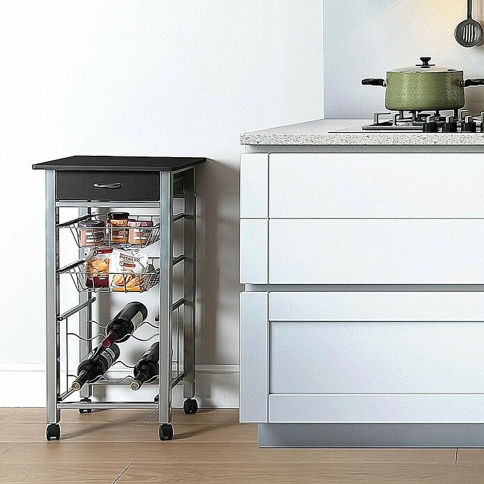 Versa Carro de cocina (L x An x Al: 40 x 40 x 82 cm, Negro) | BAUHAUS