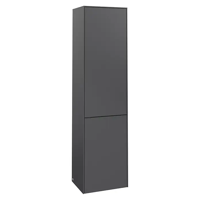 Villeroy & Boch Subway 3.0 Hochschrank - B x T x H: 40 x 36,2 x 171 cm, 1x Klappe mit Wäschekorb, 1x Tür, Graphite, Farbe Griff: Graphite, DIN Anschlag: Rechts - Dunkelgrauer, schlichter Hochschrank mit zwei Türen. Das Möbelstück bietet viel Stauraum und passt gut in moderne Einrichtungen.