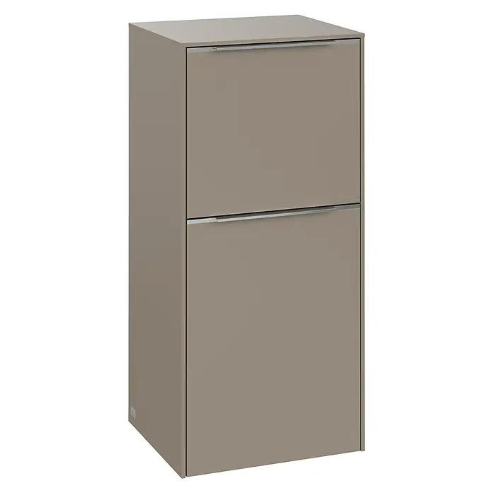 Villeroy & Boch Subway 3.0 Seitenschrank - B x T x H: 40 x 36,2 x 86 cm, Taupe, DIN Anschlag: Links, Farbe Griff: Aluminium glänzend - Moderner Schuhschrank in Taupe mit zwei Fächern und minimalistischen Griffen. Stilvolle Aufbewahrung für Schuhe im Flur oder Eingangsbereich.