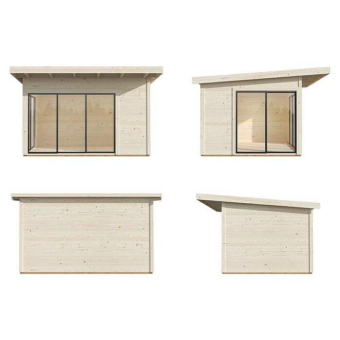 Palmako Caseta de jardín Andrea Slide (Medidas ext. (An x Pr): 434 x 402 cm, Madera sin tratar, Natural) | BAUHAUS