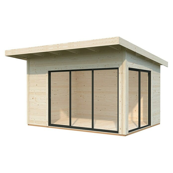 Palmako Caseta de jardín Andrea Slide (Medidas ext. (An x Pr): 434 x 402 cm, Madera sin tratar, Natural) | BAUHAUS