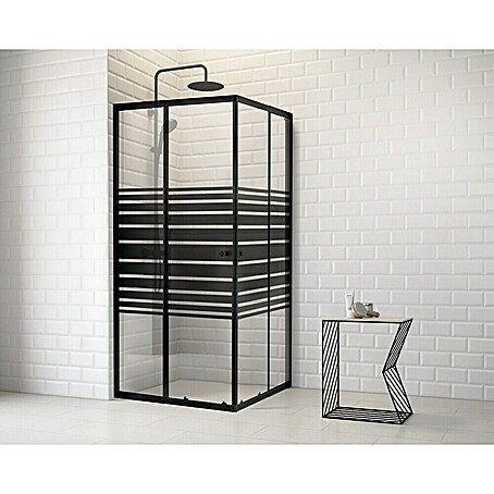 Eckdusche (L x B x H: 80 x 90 x 190 cm, Schwarz)