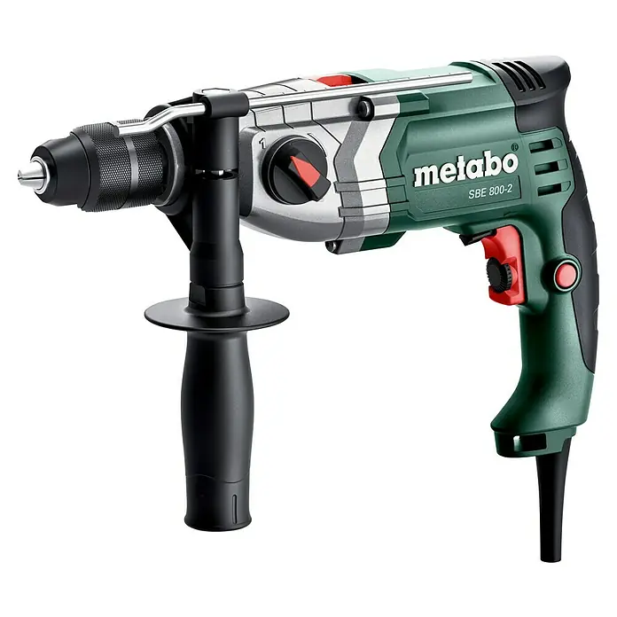 Metabo Schlagbohrmaschine - 800 W, Schnellspannbohrfutter, Max. Schlagzahl: 51.200 /min - Die Metabo SBE 800-2 Schlagbohrmaschine, ein robustes und leistungsstarkes Elektrowerkzeug für anspruchsvolle Bohr- und Schraubarbeiten.