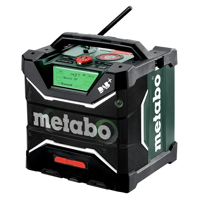 Metabo CAS 18V Akku-Baustellenradio RC 12-18 32 W BT DAB+ - 18 V, 87,5 - 108,0 kHz (FM) - Metabo Baustellenradio mit DAB+ Empfang und Bluetooth für Musikstreaming von mobilen Geräten auf der Baustelle oder Werkstatt.