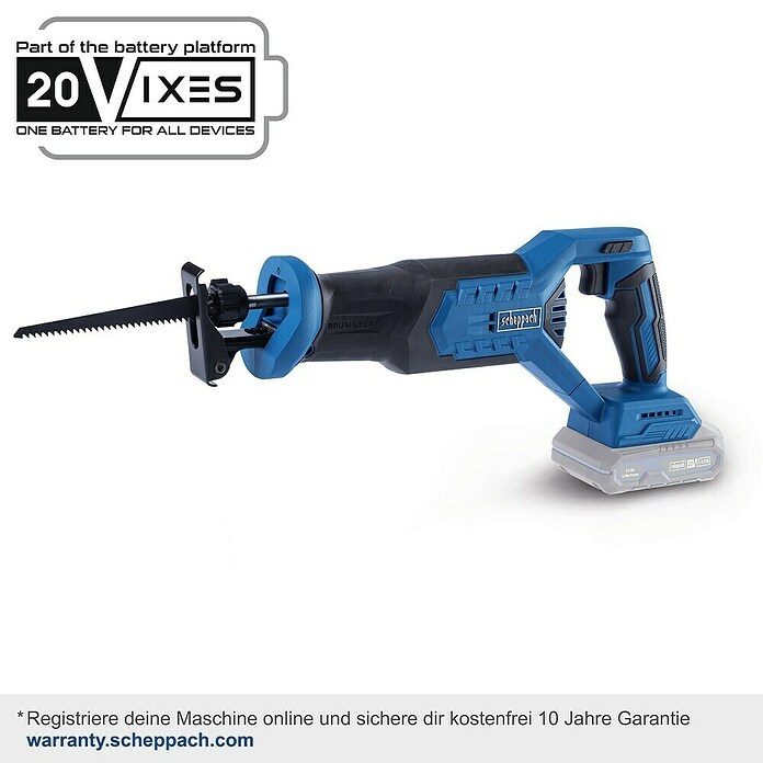 Scheppach IXES 20V Akku-Säbelsäge BC-RS250-X (20 V, Ohne Akku, Hublänge: 28 mm) | BAUHAUS