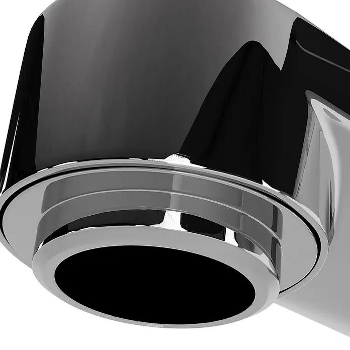 Grohe Eurosmart Cosmopolitan Spültischarmatur - L-Auslauf, Chrom, Glänzend, Schwenkbar - Nahaufnahme einer eleganten, verchromten Armatur mit glänzender Oberfläche und modernem Design. Ideal für Küche und Bad.