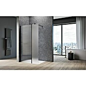 Camargue Meran Mix & Match Duschwand (B x H: 100 x 200 cm, Beschichtet, Schwarz, B: 400mm Wellenglas + B: 570mm Satiniertes Glas) | BAUHAUS
