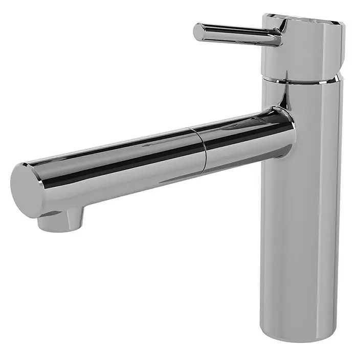 Grohe Concetto Spültischarmatur - Chrom, Glänzend, Ausziehbar - Nahaufnahme eines modernen, verchromten Waschtischhahns mit klaren Linien und minimalistischem Design.