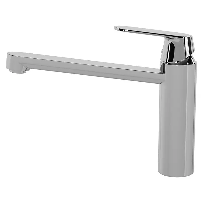 Grohe Eurosmart Cosmopolitan Spültischarmatur - L-Auslauf, Chrom, Glänzend, Schwenkbar - Nahaufnahme einer modernen, verchromten Küchenarmatur mit minimalistischem Design und klaren Linien.