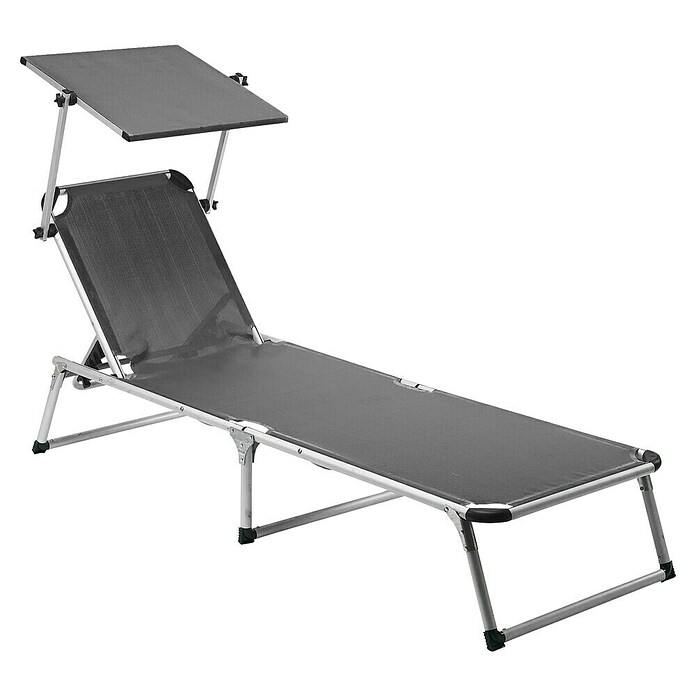 Gartenliege Westside mit Dach (L x B x H: 192 x 59 x 31 cm, Aluminium, Grau, Klappbar) | BAUHAUS