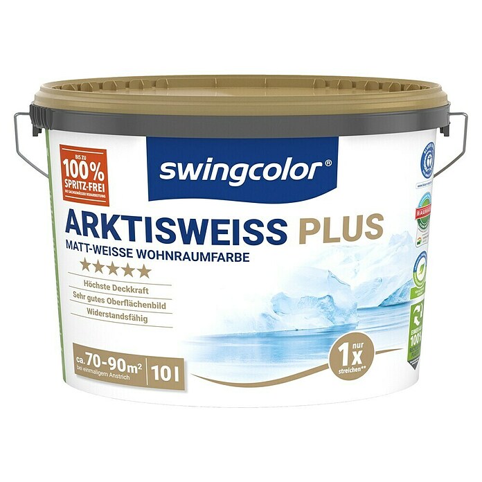 swingcolor Wandfarbe Arktisweiß Plus (Schneeweiß, Matt, 10 l) | BAUHAUS