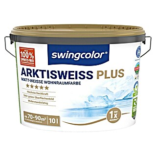 swingcolor Wandfarbe Arktisweiß Plus (Schneeweiß, Matt, 10 l)