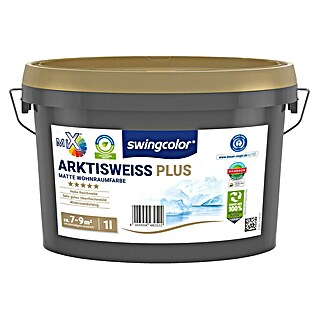 swingcolor Mix Wandfarbe Arktisweiß Plus zum Mischen lassen (Basismischfarbe 2, Matt, 1 l, Konservierungsmittelfrei)
