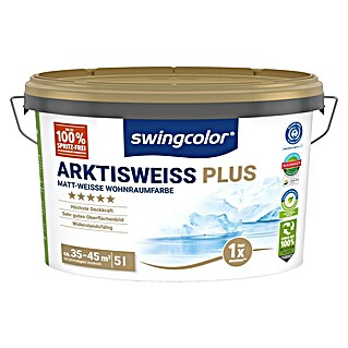 swingcolor Wandfarbe Arktisweiß Plus (Schneeweiß, Matt, 5 l)