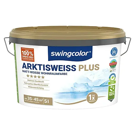 swingcolor  Wandfarbe Arktisweiß Plus