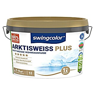 swingcolor Wandfarbe Arktisweiß Plus (Schneeweiß, Matt, 1 l)