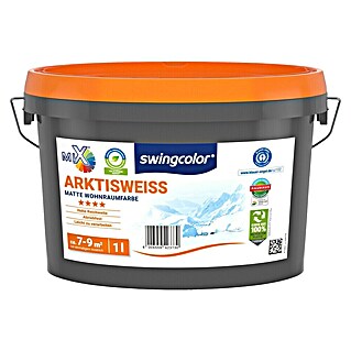 swingcolor Mix Wandfarbe Arktisweiß zum Mischen lassen (Basismischfarbe 2, Matt, 1 l, Abtönbar)