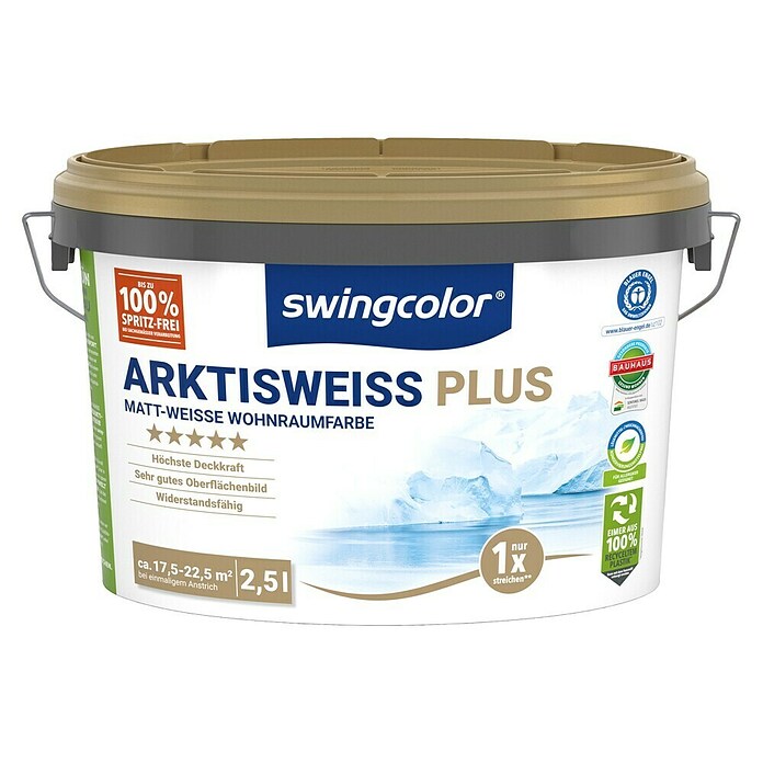 swingcolor Wandfarbe Arktisweiß Plus (Schneeweiß, Matt, 2,5 l) | BAUHAUS