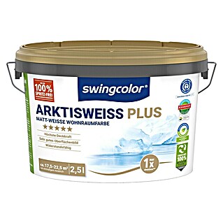 swingcolor Wandfarbe Arktisweiß Plus (Schneeweiß, Matt, 2,5 l)